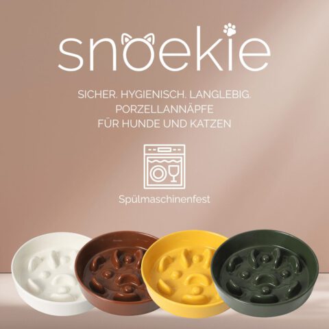 snoekie Anti-Schling Napf aus Porzellan – 15×15×3.5 cm, Spülmaschinenfest, Hochtemperaturgebrannt, Buntes Design