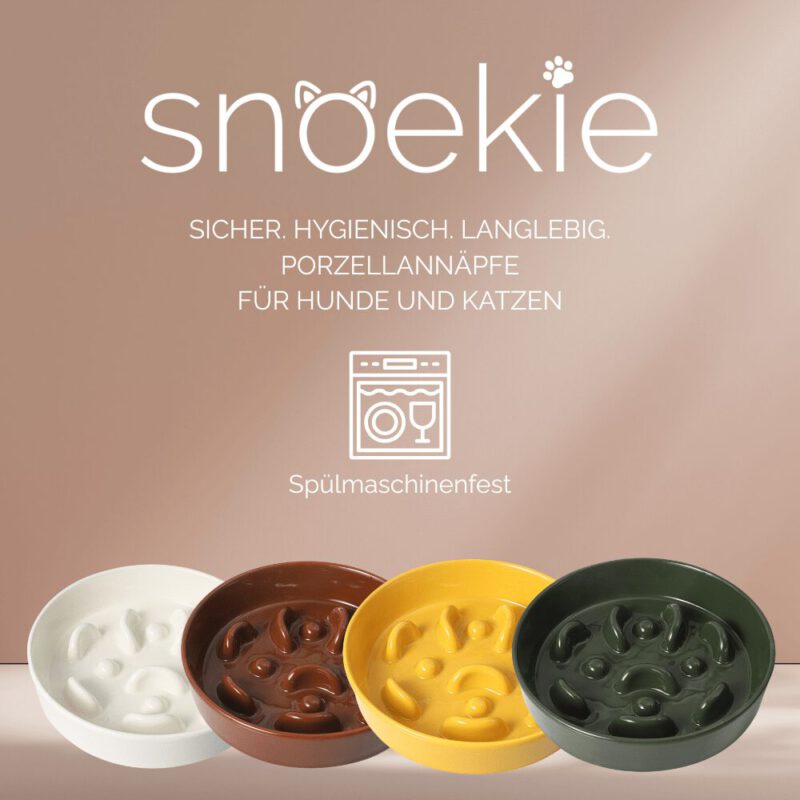 snoekie Anti-Schling Napf aus Porzellan – 15×15×3.5 cm, Spülmaschinenfest, Hochtemperaturgebrannt, Buntes Design