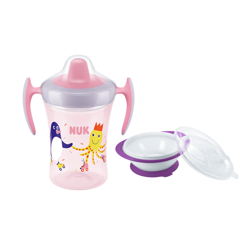 NUK Trainer Cup 230ml mit Trinktülle & Geschirr Babyschale