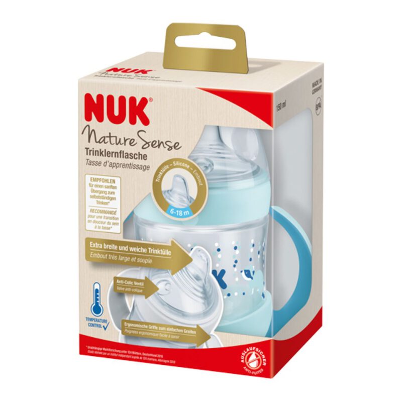 NUK Nature Sense Babytrinklernflasche 150ml Blau