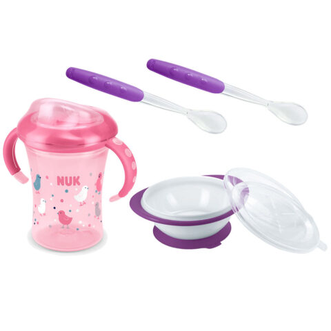 NUK Trainer Cup 230ml und EASY LEARNING Fütterlöffel Soft und EASY LEARNING Esslern-Schale Vorteilset