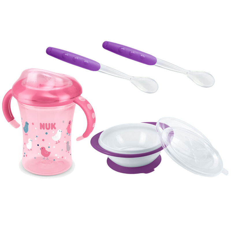 NUK Trainer Cup 230ml und EASY LEARNING Fütterlöffel Soft und EASY LEARNING Esslern-Schale Vorteilset