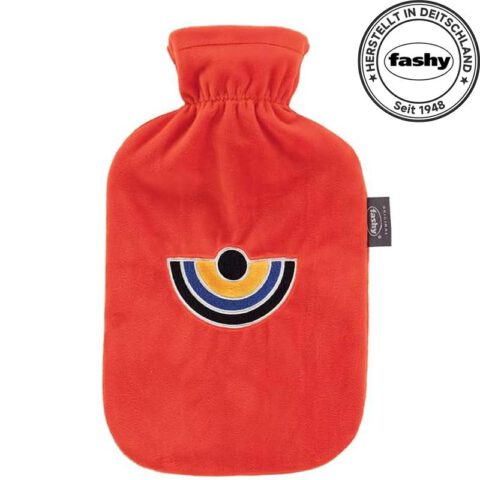 Fashy Wärmflasche mit Flauschbezug und Stickerei Halbkreis orange 2 L