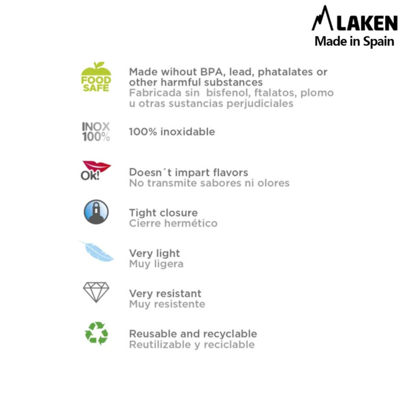Laken Tritan Trinkflasche 450 ml – Kinderflasche mit Sicherheitsverschluss und Klappdeckel – Auslaufsicher TAPON SUMMIT
