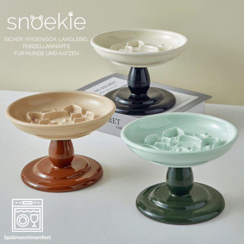 snoekie Erhöhter Porzellan-Haustiernapf 17×17×11 cm – Anti-Schling-Design, Spülmaschinenfest, Hochtemperaturgebrannt