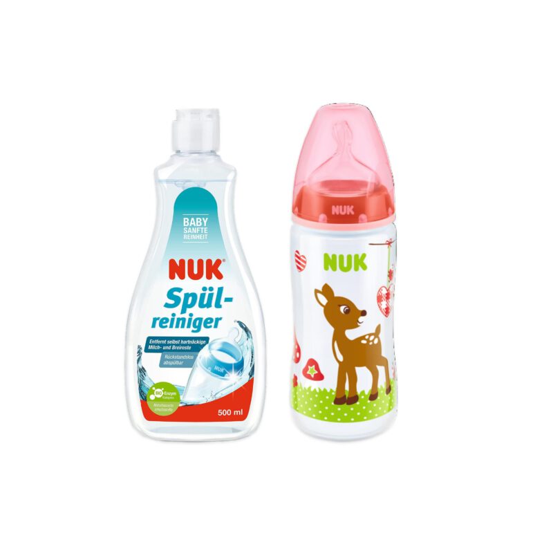 330f3072-b635-4ff7-b37f-3416a2ae8947 Trinklernbecher NUK Babyglück First Choice 300 ml, Reh + NUK Spülreiniger