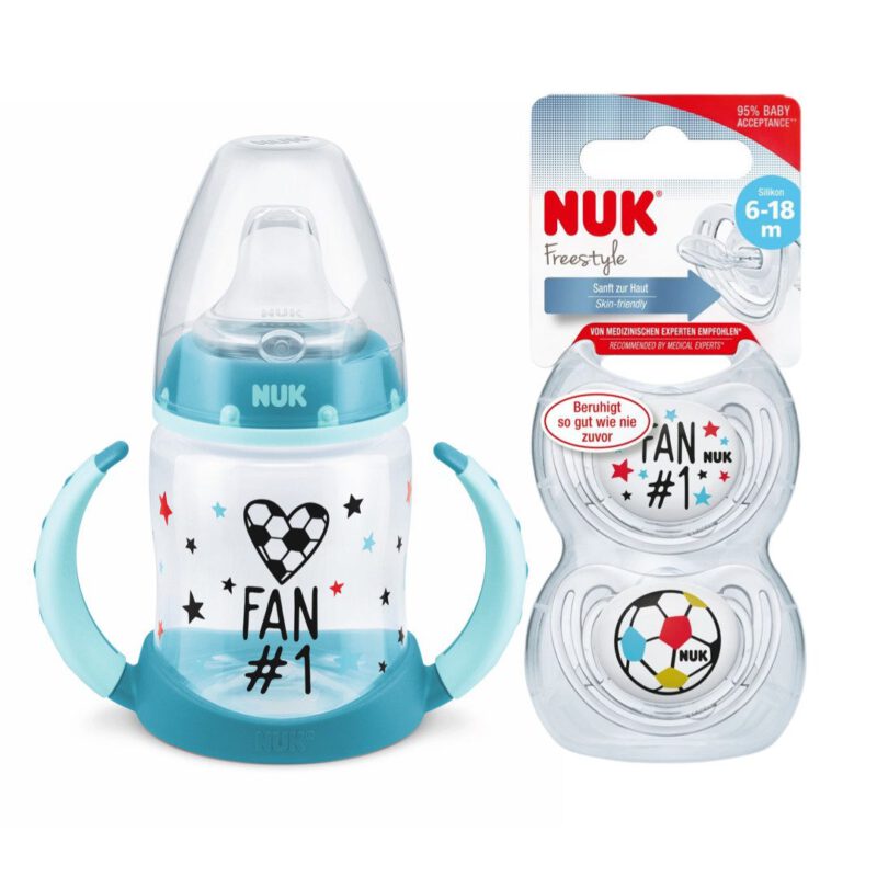 Trinklernbecher NUK first choice Trinklernflasche Fußball-Edition, 6-18 Monate, türkis