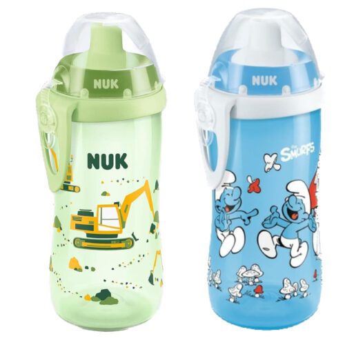6209b790-8888-48ce-a721-52ab8ec7e076 Babyflasche NUK Set "die Schlümpfe" Flexi Cup + Bagger Flexi Cup
