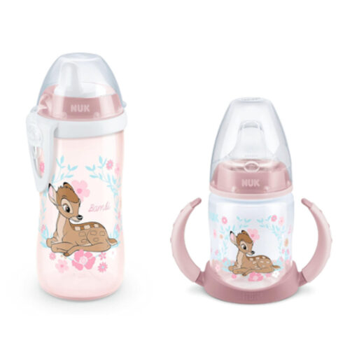 Trinkflasche NUK Disney Elsa Kiddy Cup & Trinklernflasche set auslaufsicher rosa