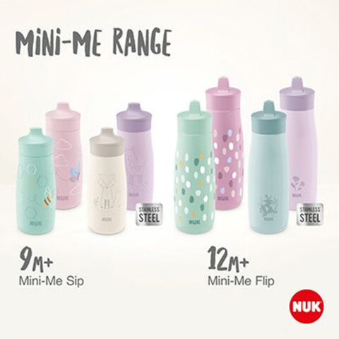 NUK Mini-Me Flip Trinkflasche aus Edelstahl 500ml mit 2in1 Trinkaufsatz