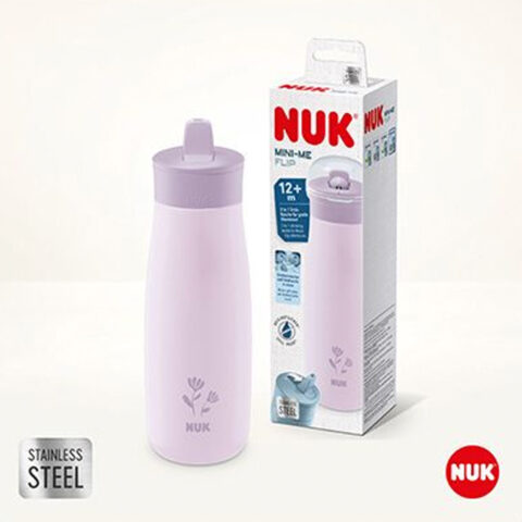 NUK Mini-Me Flip Trinkflasche aus Edelstahl 500ml mit 2in1 Trinkaufsatz