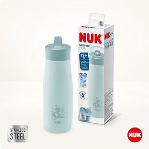 NUK Mini-Me Flip Trinkflasche aus Edelstahl 500ml mit 2in1 Trinkaufsatz