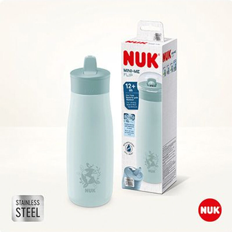 NUK Mini-Me Flip Trinkflasche aus Edelstahl 500ml mit 2in1 Trinkaufsatz