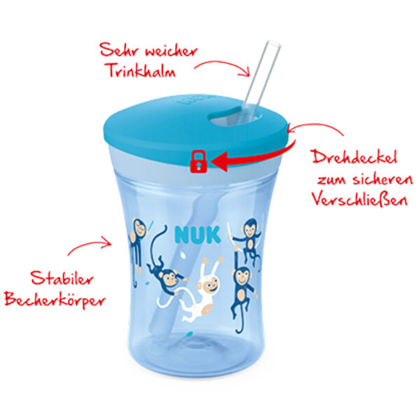 NUK Action Cup 230ml mit Trinkhalm – Bild 7