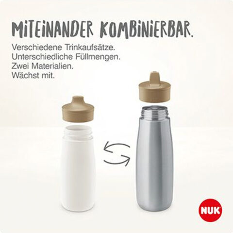 NUK Mini-Me Flip Trinkflasche aus Edelstahl 500ml mit 2in1 Trinkaufsatz