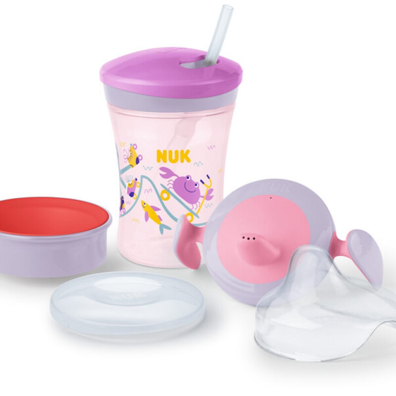 NUK 3-in-1 Trinklernset mit Trainer Cup Schnabeltasse (6+ Monate), Magic Cup 360° Trinklernbecher (8+ M) & Action Cup Trinkflasche Kinder (12+ M) | 230 ml