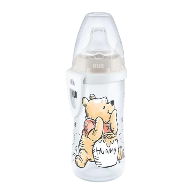 NUK Babyflassche/Trainklernflasche Disney "Winnie" Active Cup 300ml auslaufsicher mit Trinktülle aus Silikon ab 12 Monaten