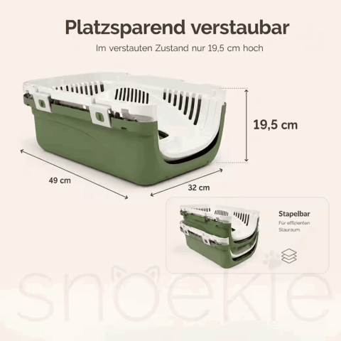 20fa750e-0c18-4719-a00c-a3a8323e2a8e_1040x1040.png SNOEKIE Haustier Transportbox für Katzen & kleine Hunde – Robuste Tierbox mit aufklappbarer Dachöffnung am Tragegriff, Sichere Metalltür, Leicht & Stabil, Ideal für Auto, Reisen & Tierarzt Grün