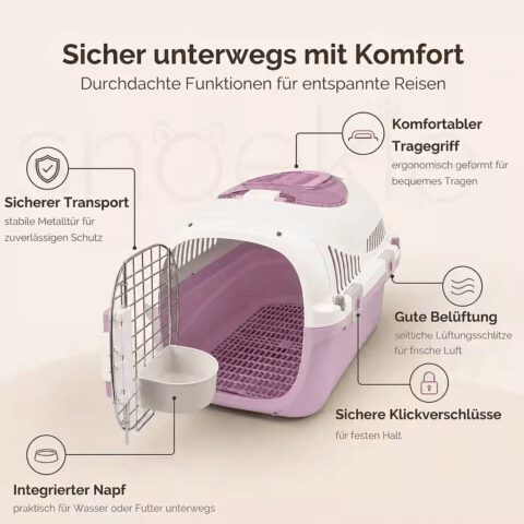 25a6188f-9f6e-4299-9993-b46eb7ddd162_1040x1040.jpg SNOEKIE Haustier Transportbox für Katzen & kleine Hunde – Robuste Tierbox mit aufklappbarer Dachöffnung am Tragegriff, Sichere Metalltür, Leicht & Stabil, Ideal für Auto, Reisen & Tierarzt Lila