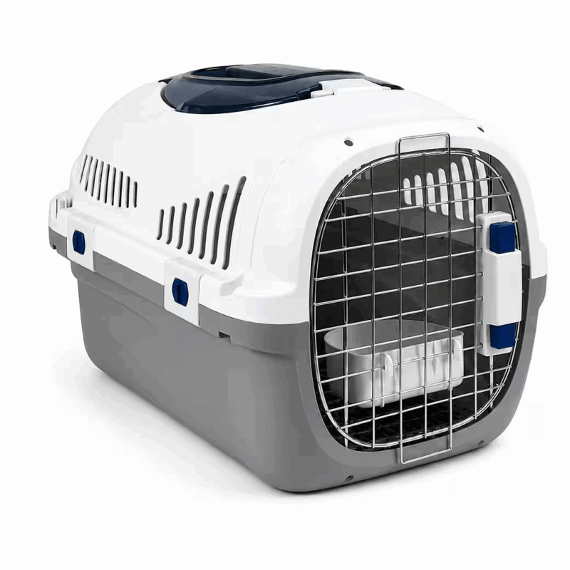 25d39106-225c-4896-86aa-9c7dbf5aa7c3_1040x1040.png SNOEKIE Haustier Transportbox für Katzen & kleine Hunde – Robuste Tierbox mit aufklappbarer Dachöffnung am Tragegriff, Sichere Metalltür, Leicht & Stabil, Ideal für Auto, Reisen & Tierarzt Grau|Blau