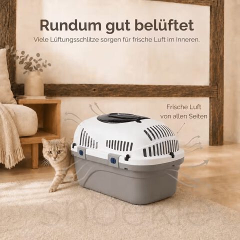 34a7db57-63d8-4f91-bac0-a7dc0e64ade8_1040x1040.jpg SNOEKIE Haustier Transportbox für Katzen & kleine Hunde – Robuste Tierbox mit aufklappbarer Dachöffnung am Tragegriff, Sichere Metalltür, Leicht & Stabil, Ideal für Auto, Reisen & Tierarzt Grau|Blau