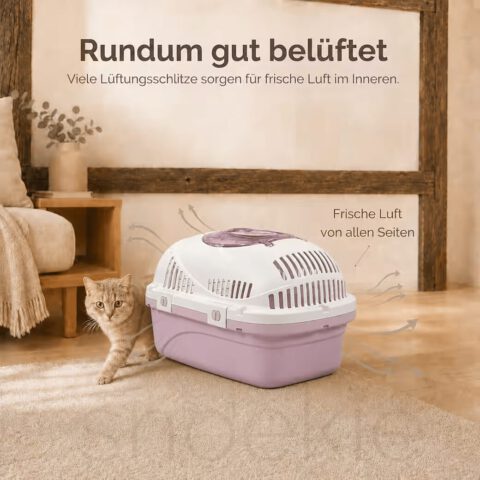 3c9976cf-b27a-447b-85c5-f20443fe548e_1040x1040.jpg SNOEKIE Haustier Transportbox für Katzen & kleine Hunde – Robuste Tierbox mit aufklappbarer Dachöffnung am Tragegriff, Sichere Metalltür, Leicht & Stabil, Ideal für Auto, Reisen & Tierarzt Lila