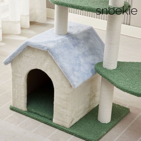 snoekie kratzbaum KT-0036 – Niedlicher Kratzbaum mit Katzenhaus, harmonische Farben, 95 cm