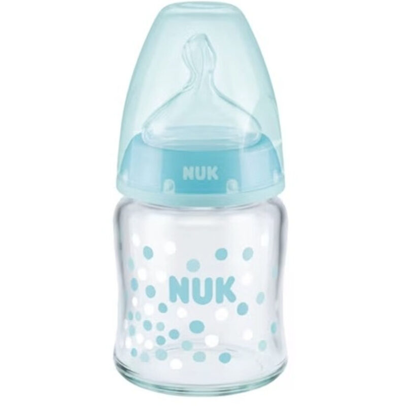 NUK Glas-Babyflasche"First Choice+" mit Silikon Sauger extrafein gelocht , 120 ml