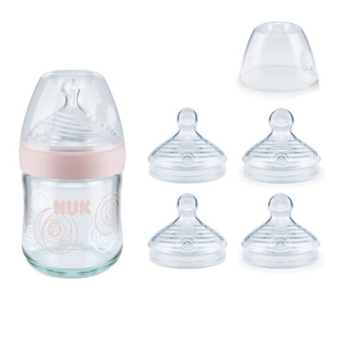 NUK Nature Sense Glasflasche Vorteil set mit 2 set Trinksauger & Schutzkappe