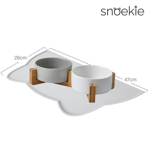 snoekie Rutschfeste Silikon-Futtermatte – 46.5×25.8 cm, Katzenform, Wasserdicht, Leicht zu Reinigen