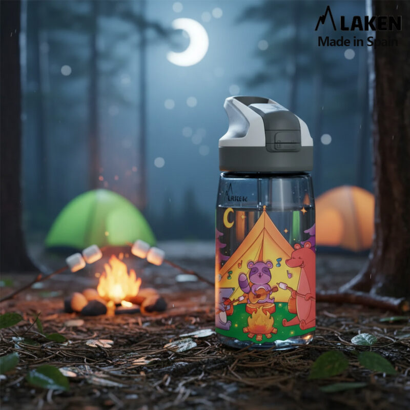 Laken Tritan Trinkflasche 450 ml – Kinderflasche mit Sicherheitsverschluss und Klappdeckel – AuslaufsicherSUMMIT ANIMAL
