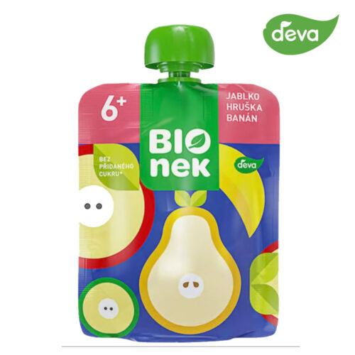 BIOnek Bio-Fruchtpüree im Quetschbeutel mit Apfel, Birne & Banane – Ohne Zuckerzusatz¹ – Glutenfrei & Vegan – Ab dem 6. Monat (90 g)