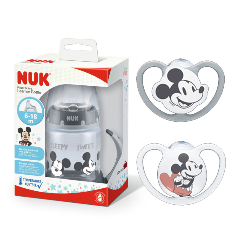 NUK Puuh First Choice Trinklernflasche 150ml mit &NUK Space Set Silikon-Schnuller