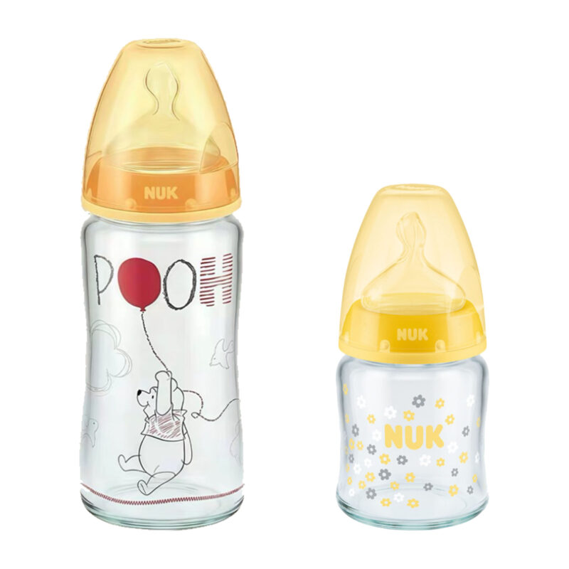 NUK First Choice Babyflasche aus Glas Vorteil set mit 1M Silikon Suager 240ml+ 1s Silikon Suager 120ml