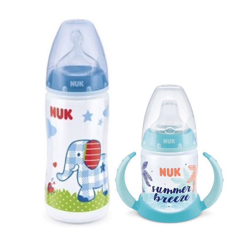 Babyflasche NUK First Choice, 6-18 Monate, 300 ml&NUK Puuh First Choice Trinklernflasche 150ml mit