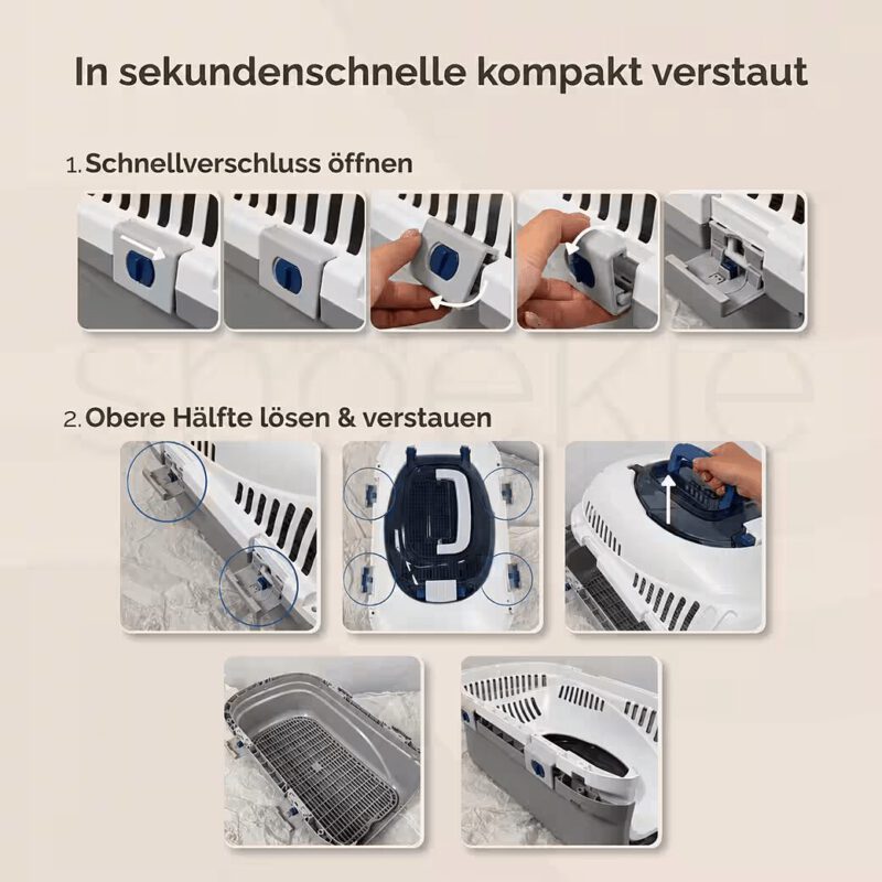 6b98d023-e891-4462-b769-626ccf9c12d0_1040x1040.jpg SNOEKIE Haustier Transportbox für Katzen & kleine Hunde – Robuste Tierbox mit aufklappbarer Dachöffnung am Tragegriff, Sichere Metalltür, Leicht & Stabil, Ideal für Auto, Reisen & Tierarzt Grau|Blau