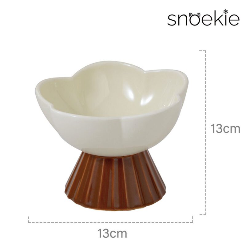 snoekie Erhöhter Porzellan-Haustiernapf, 13×13×10 cm – Blütenform, Spülmaschinenfest, Hochtemperaturgebrannt