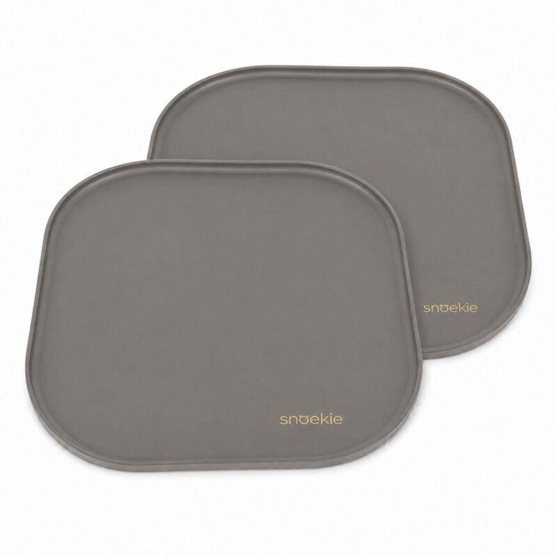 Snoekie Napfunterlage für Hunde & Katze, 26x26 cm, Unterlage für Näpfe, rutschfeste Futterunterlage aus Silikon, Wasserdicht, Rechteckig, Runde Ecken, schwarz