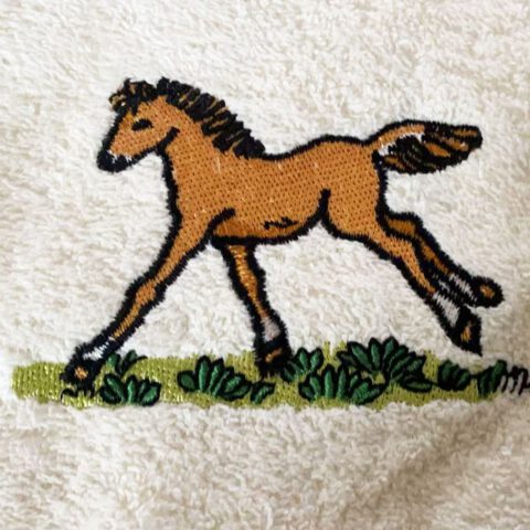 Morgenstern Kinder Badeponcho aus 100 % Baumwolle Pferd