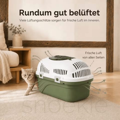79ff2843-dd13-4c40-8ba7-7b87351f9302_1040x1040.jpg SNOEKIE Haustier Transportbox für Katzen & kleine Hunde – Robuste Tierbox mit aufklappbarer Dachöffnung am Tragegriff, Sichere Metalltür, Leicht & Stabil, Ideal für Auto, Reisen & Tierarzt Grün