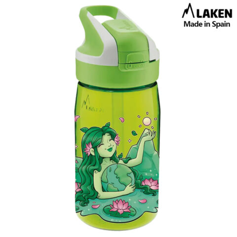 Laken Tritan Trinkflasche 450 ml – Kinderflasche mit Sicherheitsverschluss und Klappdeckel – Auslaufsicher SUMMIT GAIA