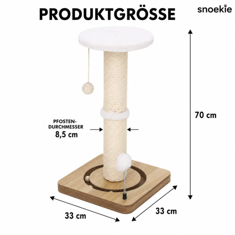SNOEKIE Kratzbaum|Kratzsäule aus Sisal| Liegeplatz| Massivholzkugeln