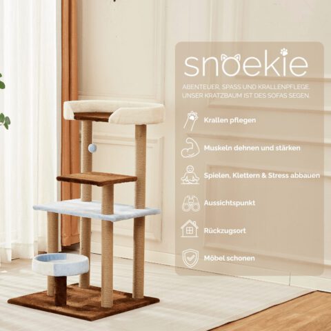 Snoekie Klassischer Mehr-Ebenen-Kratzbaum mit Plüsch-Elementen