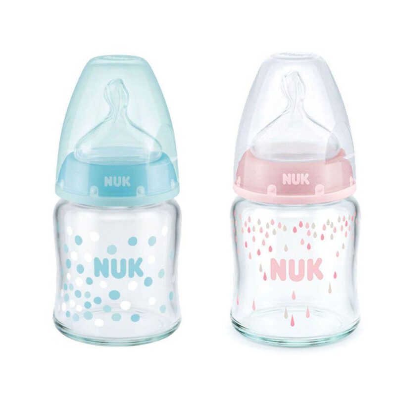 NUK First Choice Glasflasche Grün Star120ml + Rosa 120ml Vorteilset (2st )