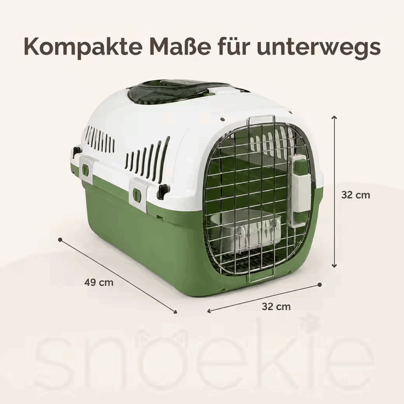8a1390a7-6cef-4aab-b1db-5ebe605c926d_1040x1040.png SNOEKIE Haustier Transportbox für Katzen & kleine Hunde – Robuste Tierbox mit aufklappbarer Dachöffnung am Tragegriff, Sichere Metalltür, Leicht & Stabil, Ideal für Auto, Reisen & Tierarzt Grün