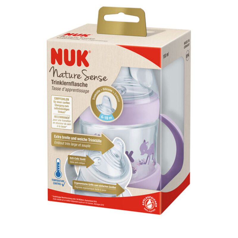 NUK Nature Sense Babytrinklernflasche 150ml Lila