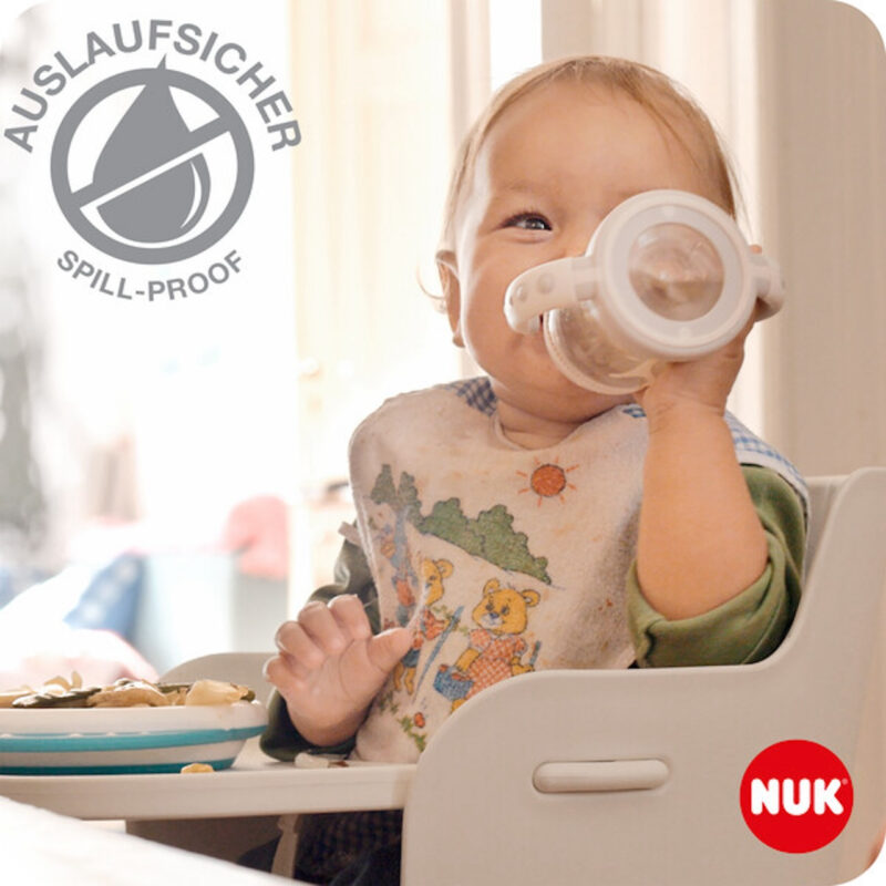 NUK Babytrinklernflasche/Trinklernbecher 150 ml PP-Trinklern-Flasche mit Trinktülle aus Silikon u. Griff