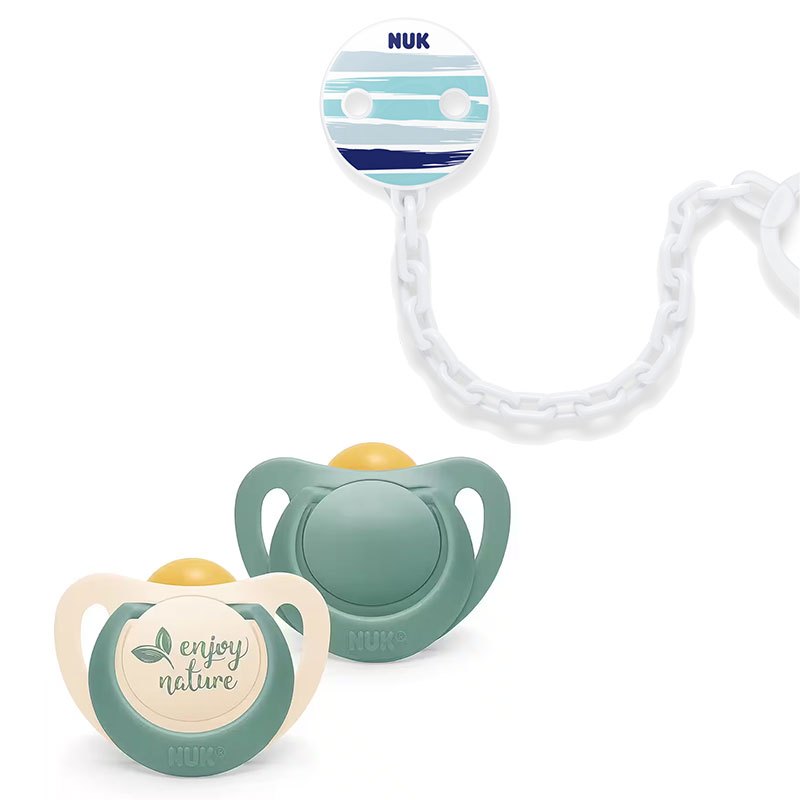 Schnuller NUK for Nature Baby-Nachhaltige Gummischnuller Latex & NUK Schnullerkette mit Clip