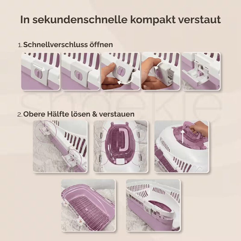9a2ecf96-304c-4a24-bd4f-0540a2f5d1a7_1040x1040.jpg SNOEKIE Haustier Transportbox für Katzen & kleine Hunde – Robuste Tierbox mit aufklappbarer Dachöffnung am Tragegriff, Sichere Metalltür, Leicht & Stabil, Ideal für Auto, Reisen & Tierarzt Lila