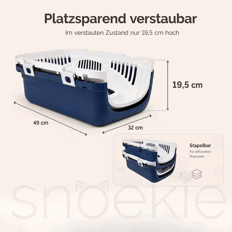 9c088bee-cae8-4db4-8a04-0b9f5be7fcbf_1040x1040.png SNOEKIE Haustier Transportbox für Katzen & kleine Hunde – Robuste Tierbox mit aufklappbarer Dachöffnung am Tragegriff, Sichere Metalltür, Leicht & Stabil, Ideal für Auto, Reisen & Tierarzt Blau